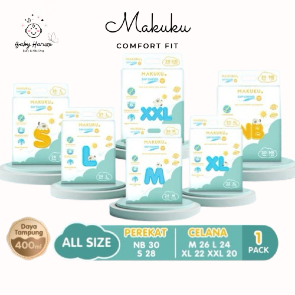 Pampers Popok Bayi Celana MAKUKU Comfort Fit Pack NB40 S30 M34 L40 XL38 Anti Gumpal