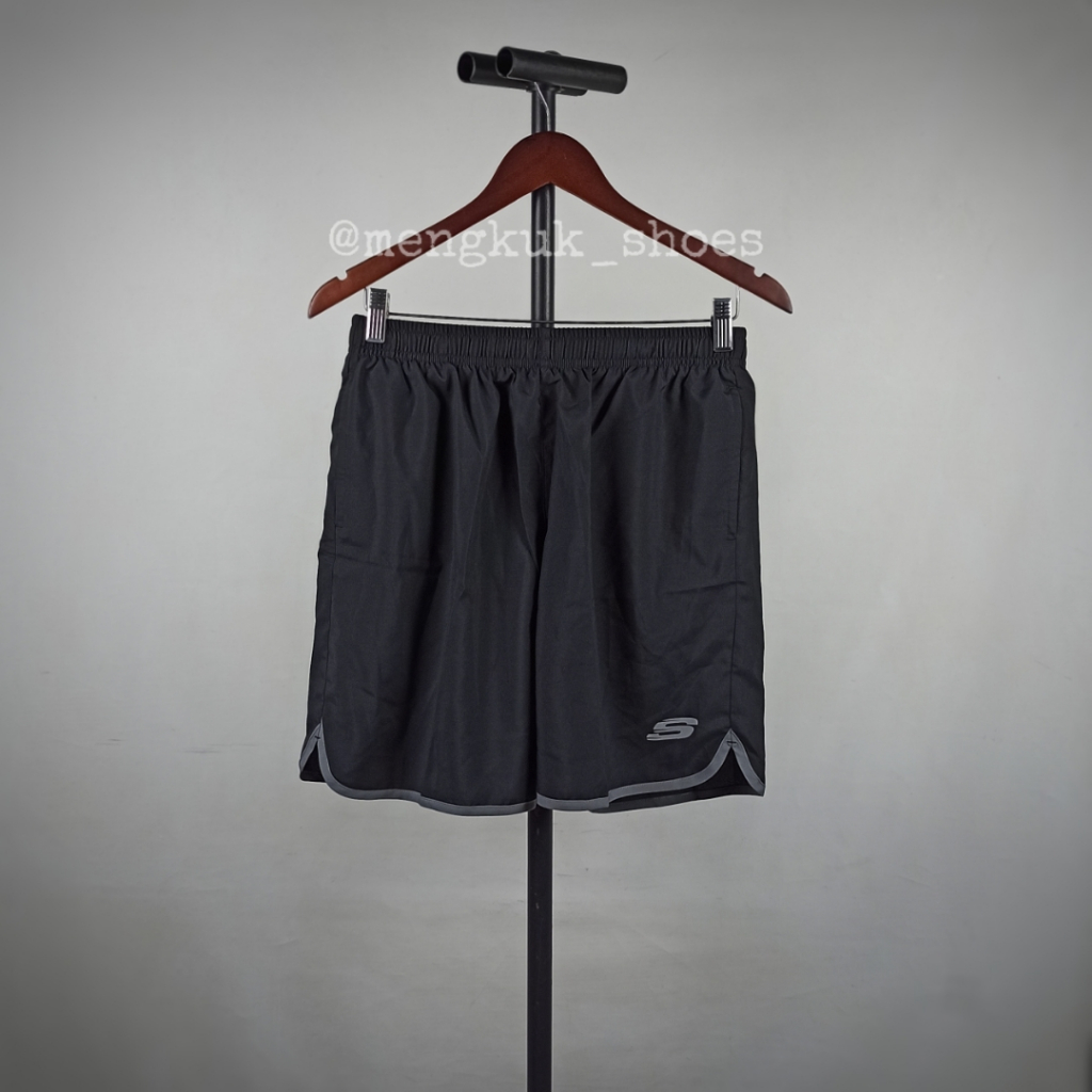 Celana Run Skechers men running shorts m black size M L Original - CELANA RUNNING SPORTY POLIESTER T