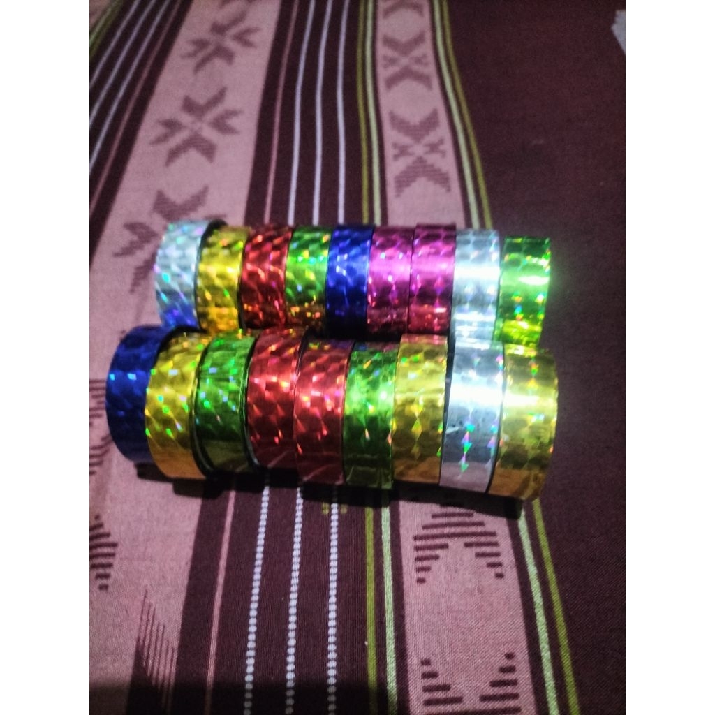 isolasi  motif waarna buat toples warna merah,ping,biru,hijau,kuning mas,silver,