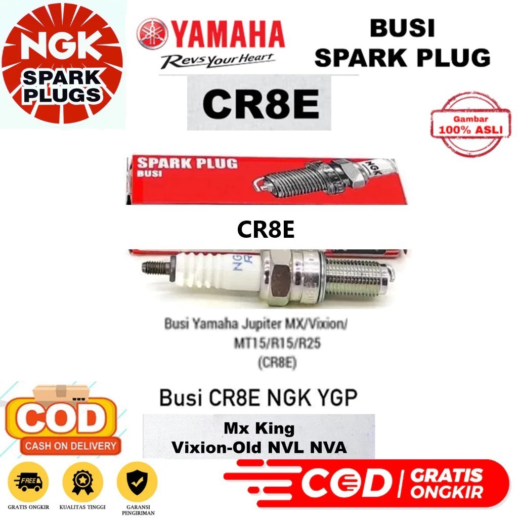 Busi Motor CR8E: Untuk Vixion Old/New, MX King, Jupiter MX, R15, Xeon.