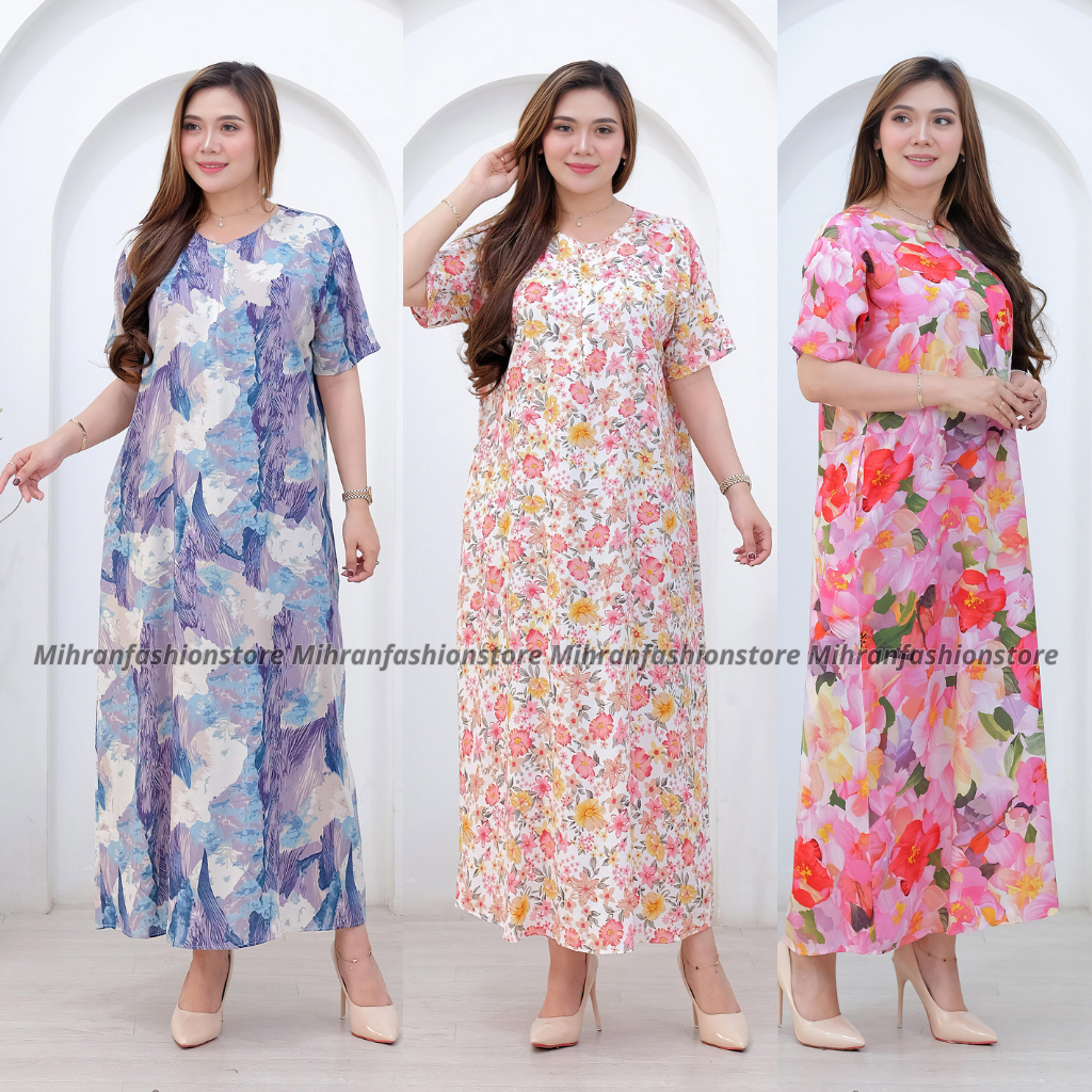 Daster Panjang Lengan Pendek Daster Jumbo Panjang Lengan Pendek