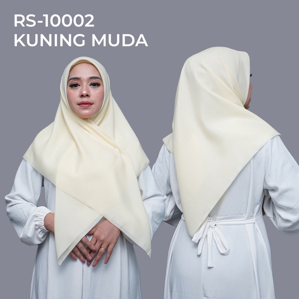 Hanny hijab polos kuning muda 110x110 segi empat