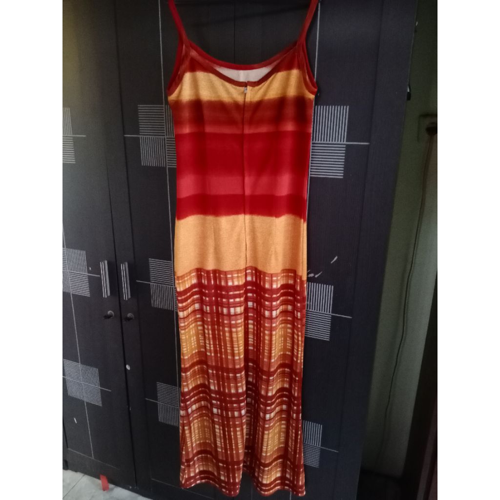 (baca deskripsi) dress santai panjang wanita resleting depan tanpa lengan preloved