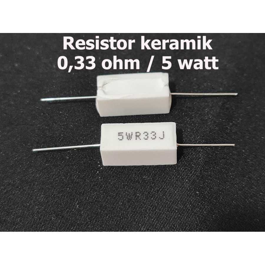 Resistor keramik 0,33 ohm 5 watt R33J 5W / kapur 0,33 ohm