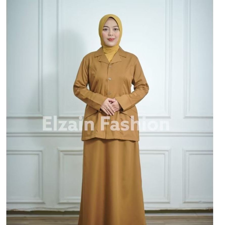 Setelan Khaki Wanita PNS PDH Lengan Panjang Bahan Toyobo Premium Adem Jatuh Rapi