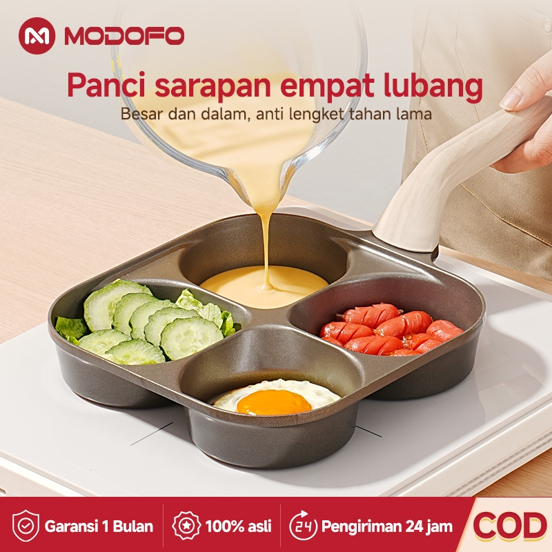 MODOFO Cetakan Telur Wajan Telur 4 Lubang Wajan Kecil Wajan Anti Lengket Cetakan Telur Ceplok Cetaka