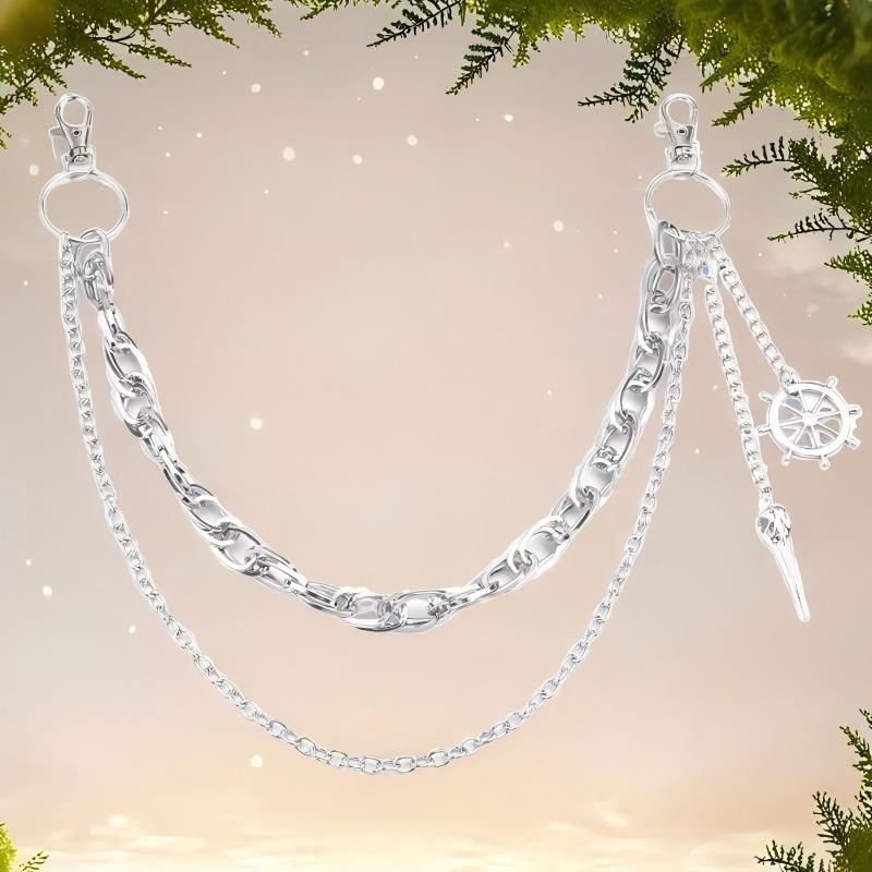 Decorative Belt Chain Rantai Celana Silver Hanging Chain Rantai Pinggang Aksesoris Jeans Retro Style