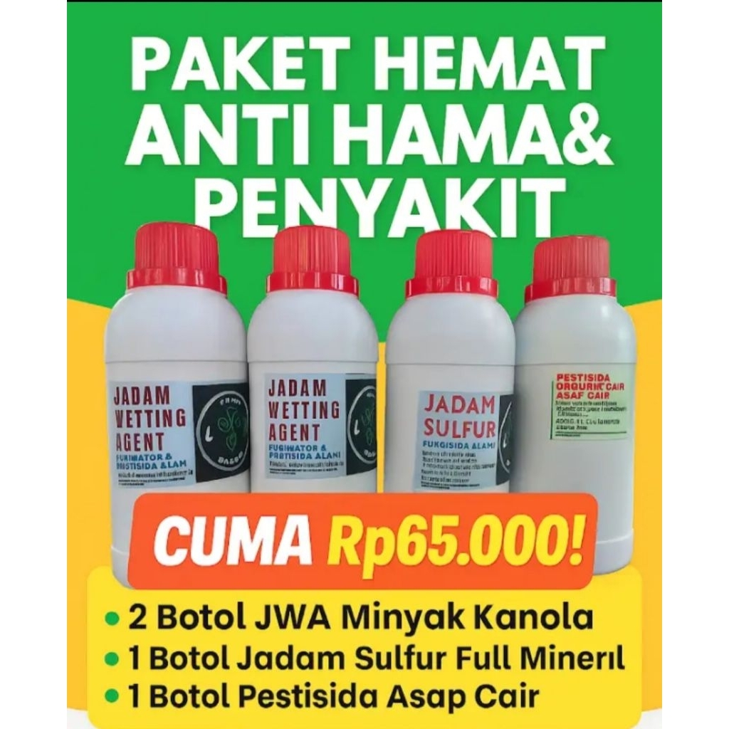 PAKET HEMAT FULL ANTI HAMA DAN PENYAKIT, 2 BOTOL JWA 1 BOTOL JS DAN 1 BOTOL PESTISIDA ASAP CAIR.