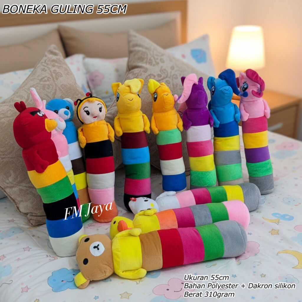 BONEKA GULING 55CM || BANTAL BONEKA TEBAL EMPUK || GULING MAINAN ANAK KARAKTER LUCU || GULING KARAKT