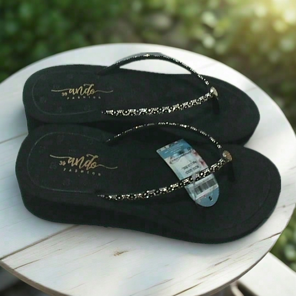 Sandal Ando Ori Anggun Sandal Wedges wanita model baru Spon Eva Premium