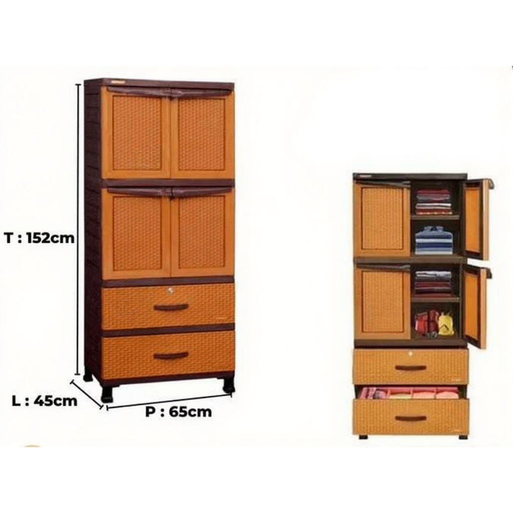 Lemari Plastik Napolly CRS 144 2D | Lemari Plastik Napolly Murah Palembang