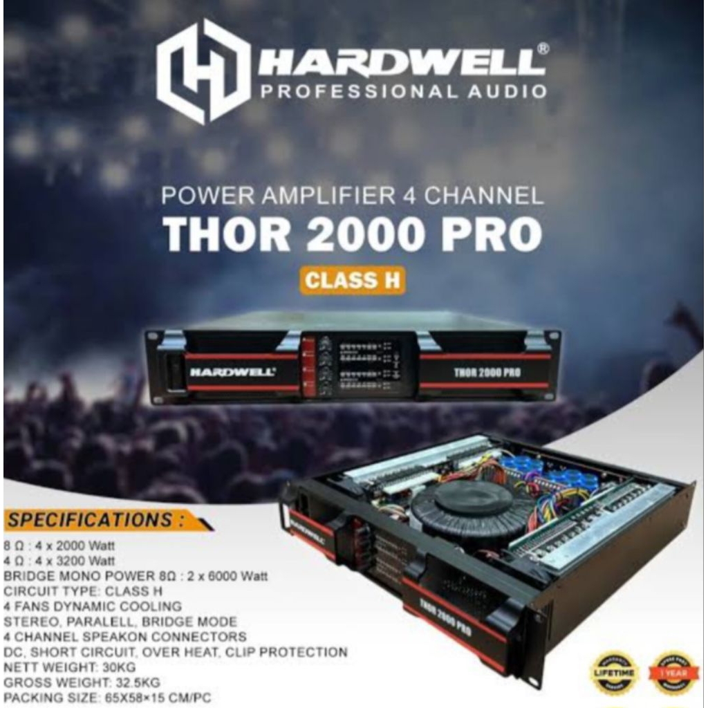 POWER AMPLIFIER 4 CHANNEL HARDWELL THOR 2000 PRO ORIGINAL POWER AMPLI 4 x 2000 WATT CLASS H