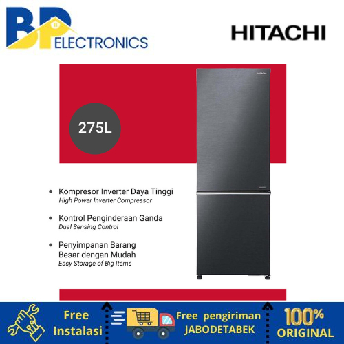 HITACHI Kulkas Bottom freezer 713L Glass Black R-WB700VGD2GBK 2 Pintu