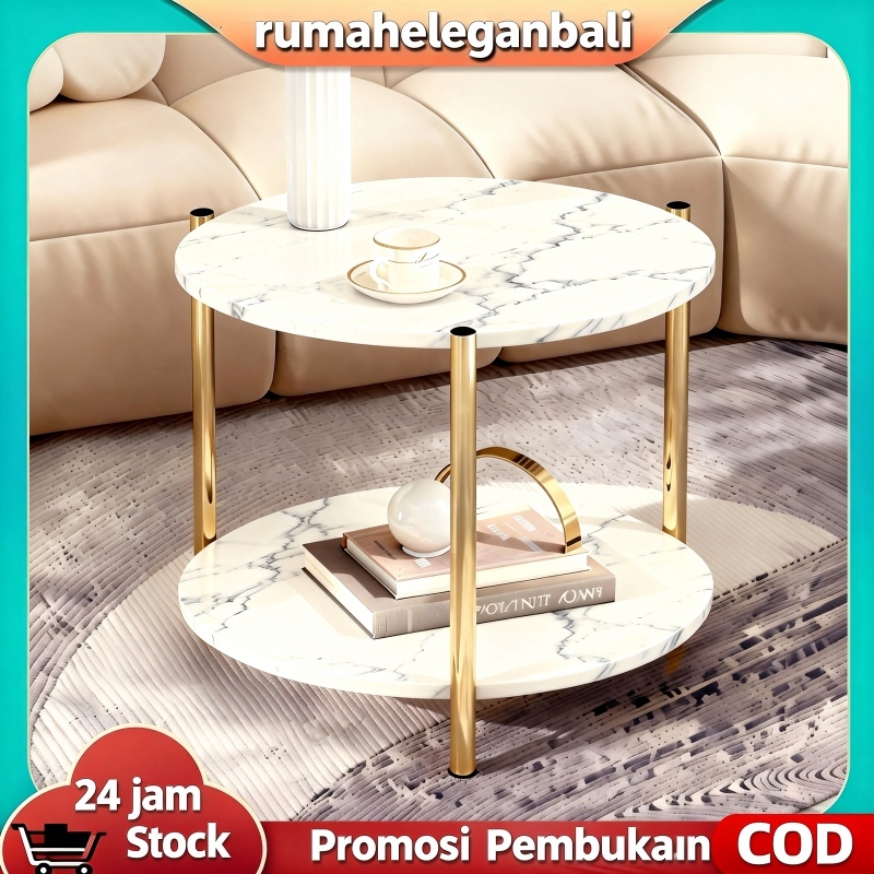 COD Meja Sudut Meja Marmer Putih Meja Cafe Meja Ruang Tamu Minimalis Lapisan Ganda/Tunggal Cocok Unt