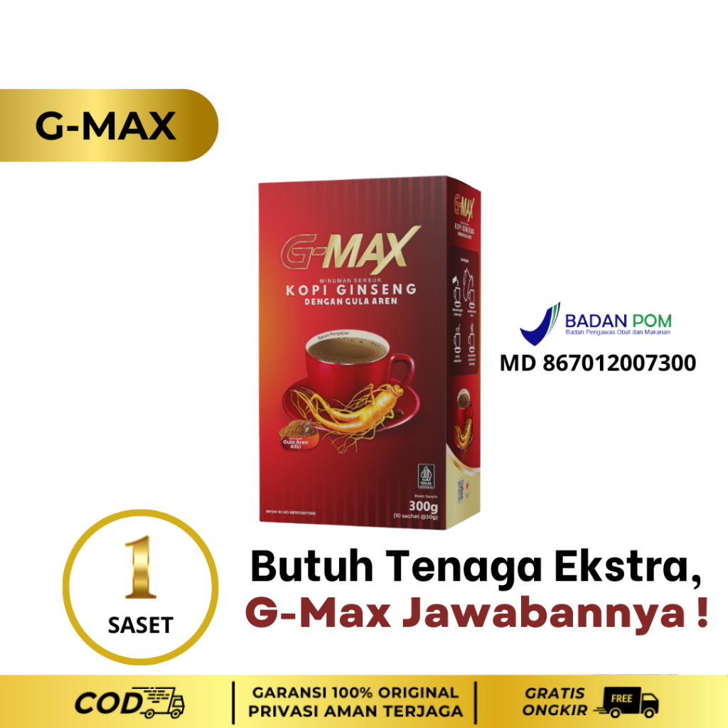 KOPI G-MAX- kopi gingseng - kopi tahan lama di ranjang dan kuat - kopi original 100% bpom