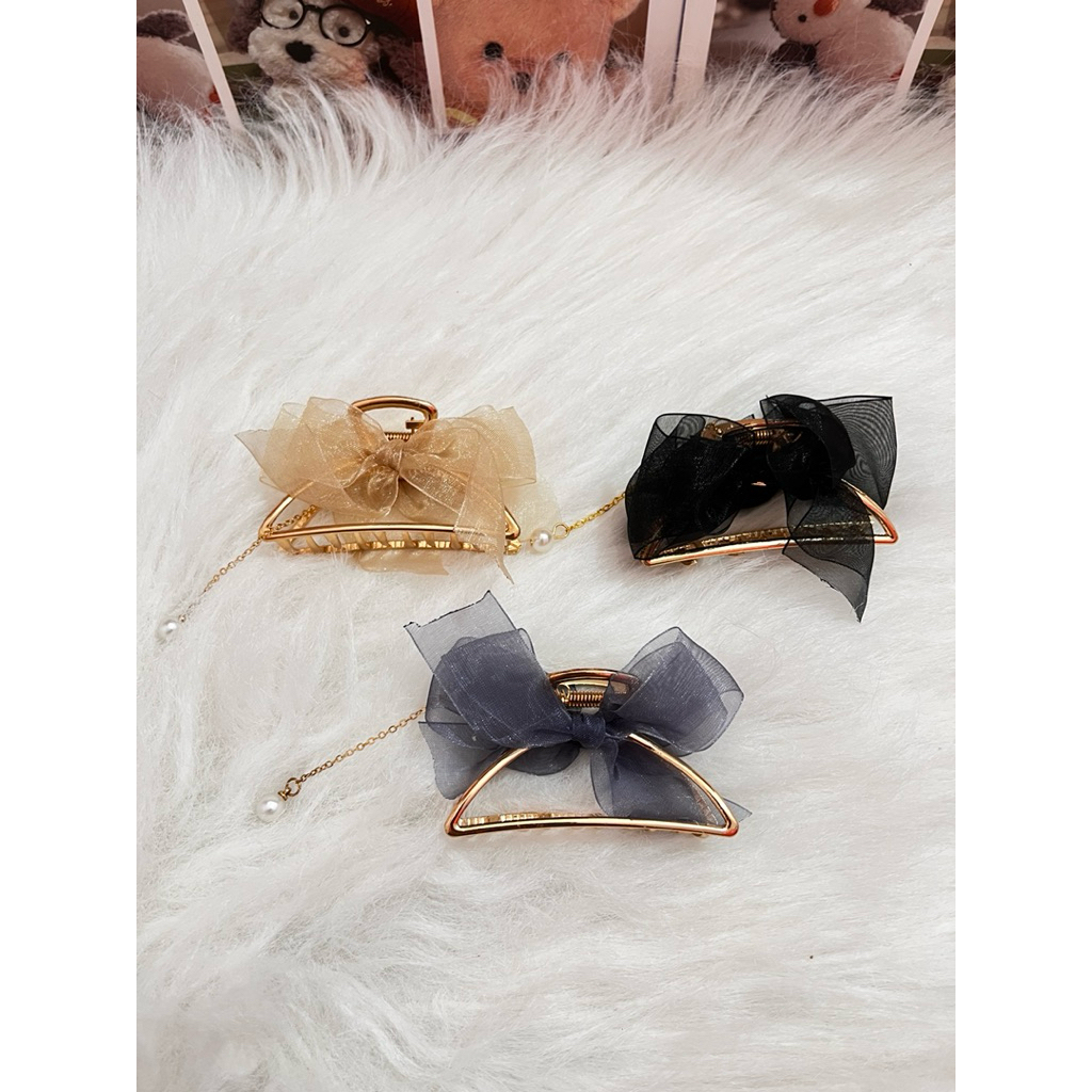 MB Jepit pita Kain Mutiara / Jedai jepit korea pita hair claw / jedai Pita juntai besi