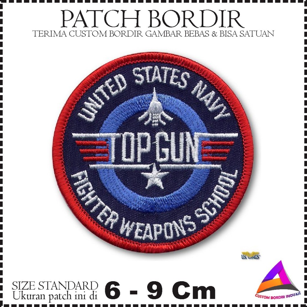 Emblem Patch Bordir Top gun Keren - CBI
