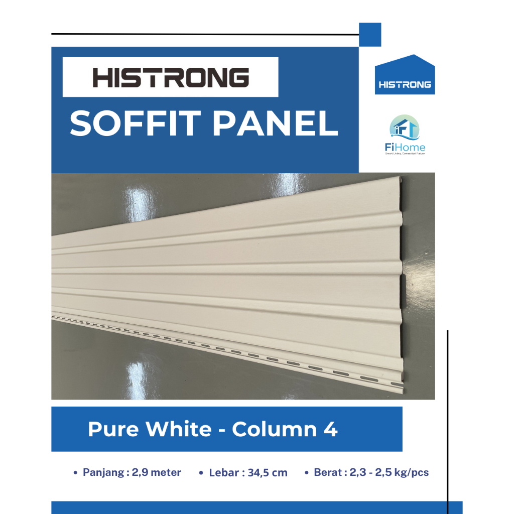 Histrong Soffit Panel PVC Plafon Dinding Indoor Outdoor Plafond Wall Panel Pure White