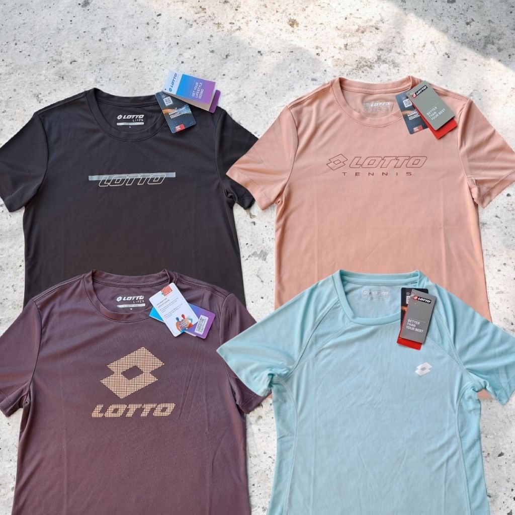 Kaos Olahraga Wanita Lotto Original Running T-shirt Women Sport Station