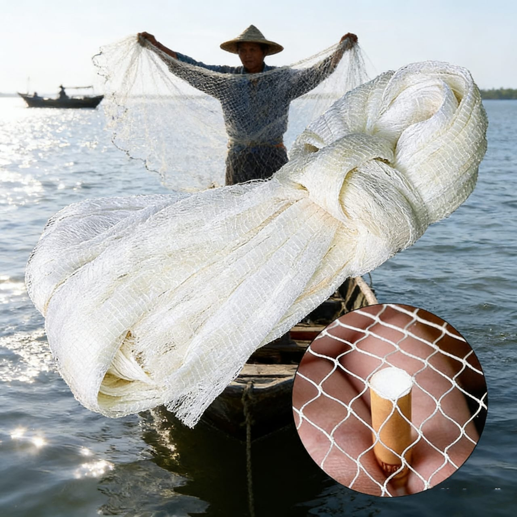 Jala Lempar Nilon 3,6 Meter untuk Menangkap Udang dan Ikan, Lubang 3/4 Inci, Benang 210D/2