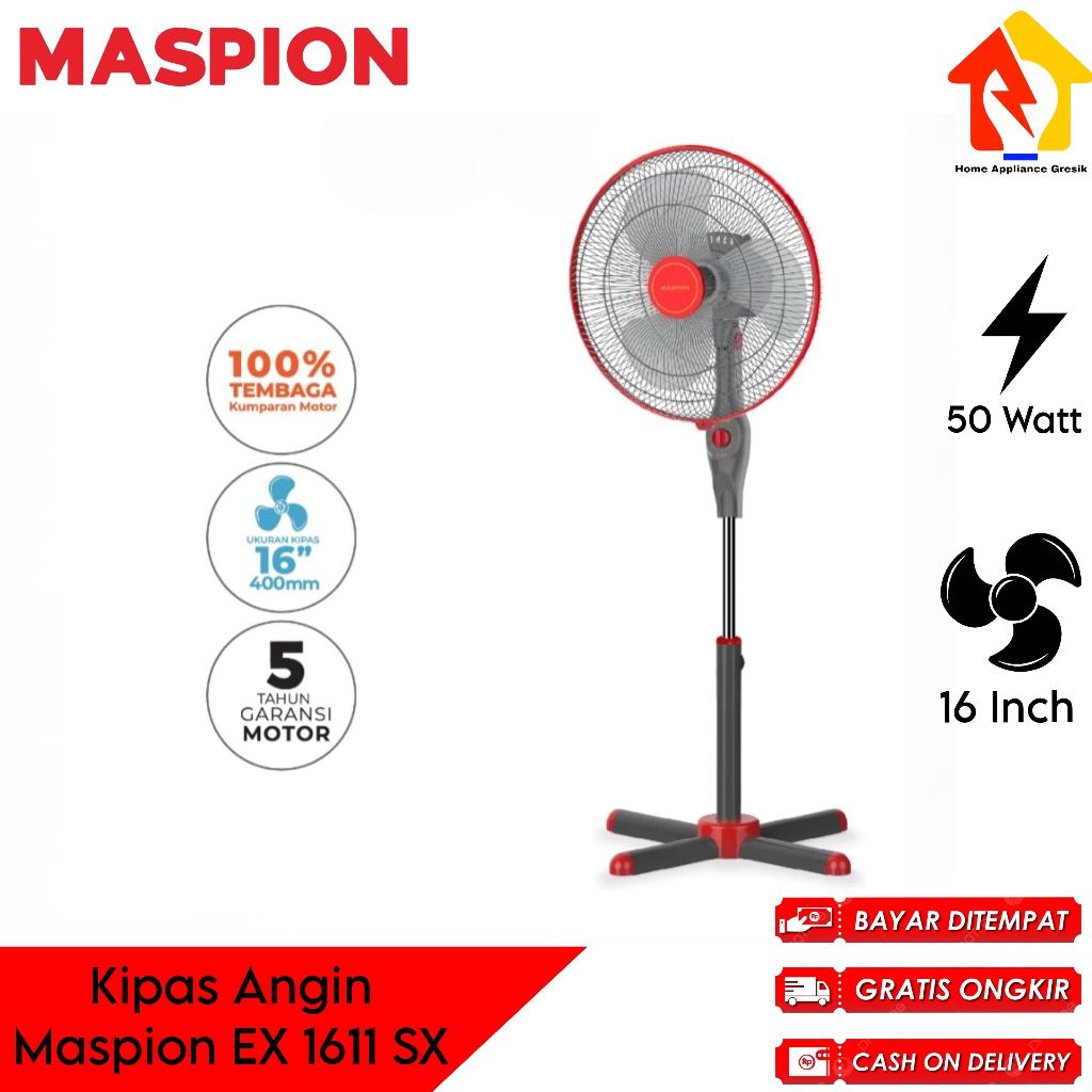 Kipas Angin Berdiri Maspion EX 1611 SX / Stand Fan Maspion EX1611SX