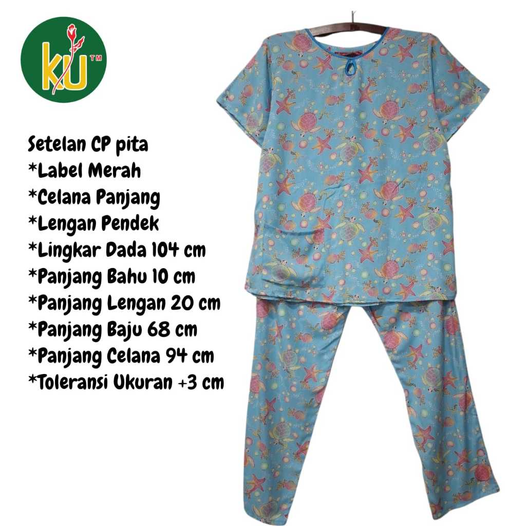 Kencana Ungu Setelan CP Pita Label Merah KUM Celana Panjang Lengan Pendek