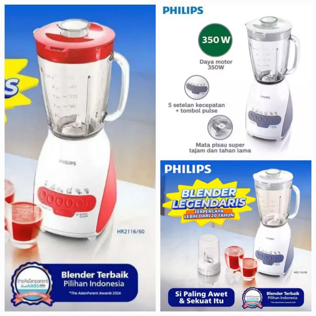 PHILIPS HR2116 BLENDER  KACA PHILIPS LEGENDARIS KAPASITAS   2 Liter HR2116 Philips Blender Kaca HR21