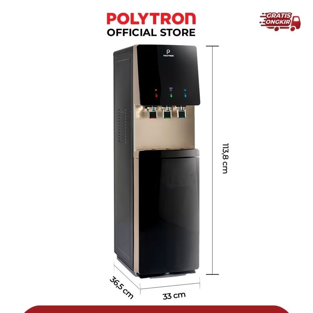 POLYTRON Dispenser Galon Bawah Hydra dengan UV PWC 778XUV/PWC 778WUV - Hitam&Putih