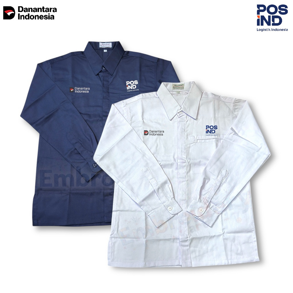 Seragam Kemeja Danantara Pos Indonesia : Full Bordir, Nyaman Pakai, untuk Pria & Wanita