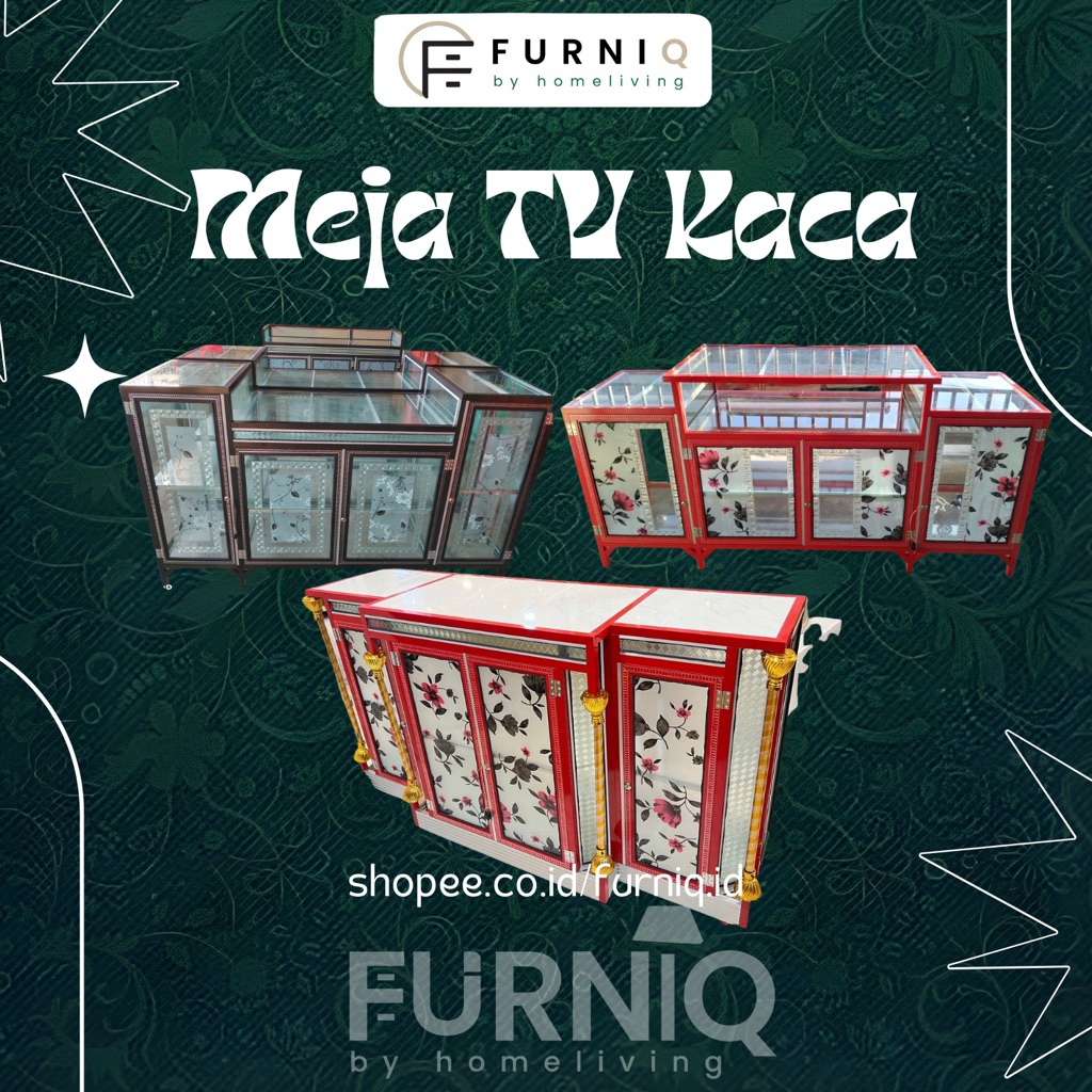 FURNIQ.ID - MEJA TV KACA - MEJA BUFFET TV KACA - BUFFET TV KACA - BUFFET TV