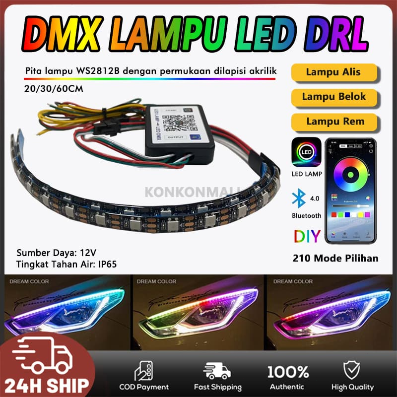 <KK> Lampu LED DRL Alis Flexibel WRGB APP 20CM/30CM/60CM Welcome + RGB Matrix Mobil Motor LED LAMP B