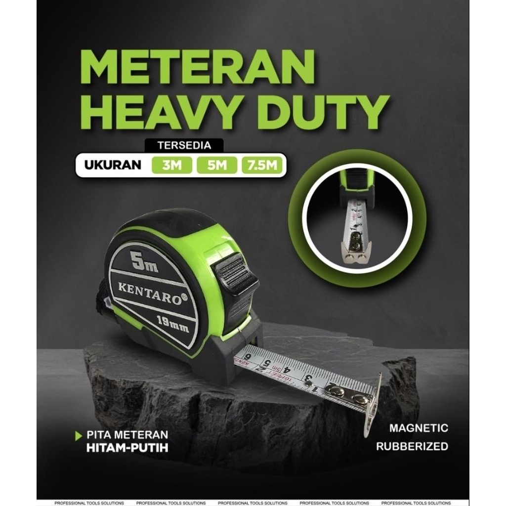 Kentaro Meteran Tukang Heavy Duty 3m 5m 7,5m Plat Putih Magnet / Meter Magnet 3 5 7,5 Meter Heavy Du