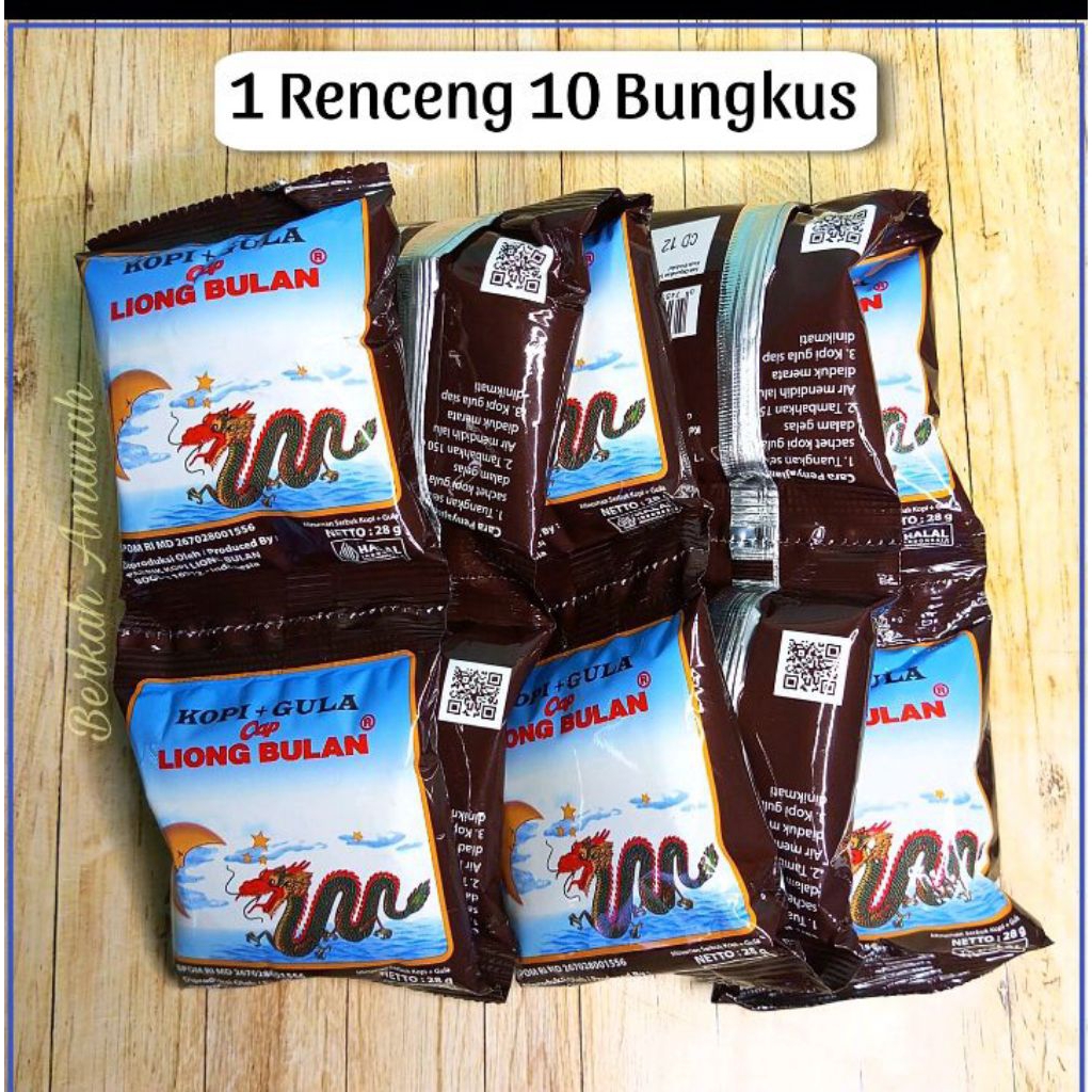 [ISI 10sachet] KOPI LIONG BULAN PLUS GULA KOPI LIONG BULAN