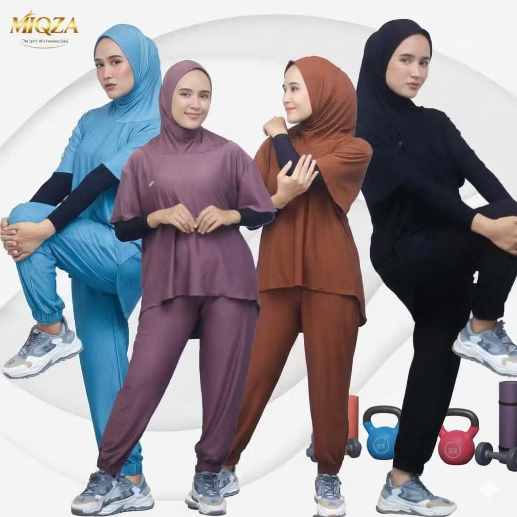 Setelan Training Olahraga Wanita Muslim Baju Pakaian Olahraga Wanita Hijab Muslimah Setelan Oneset