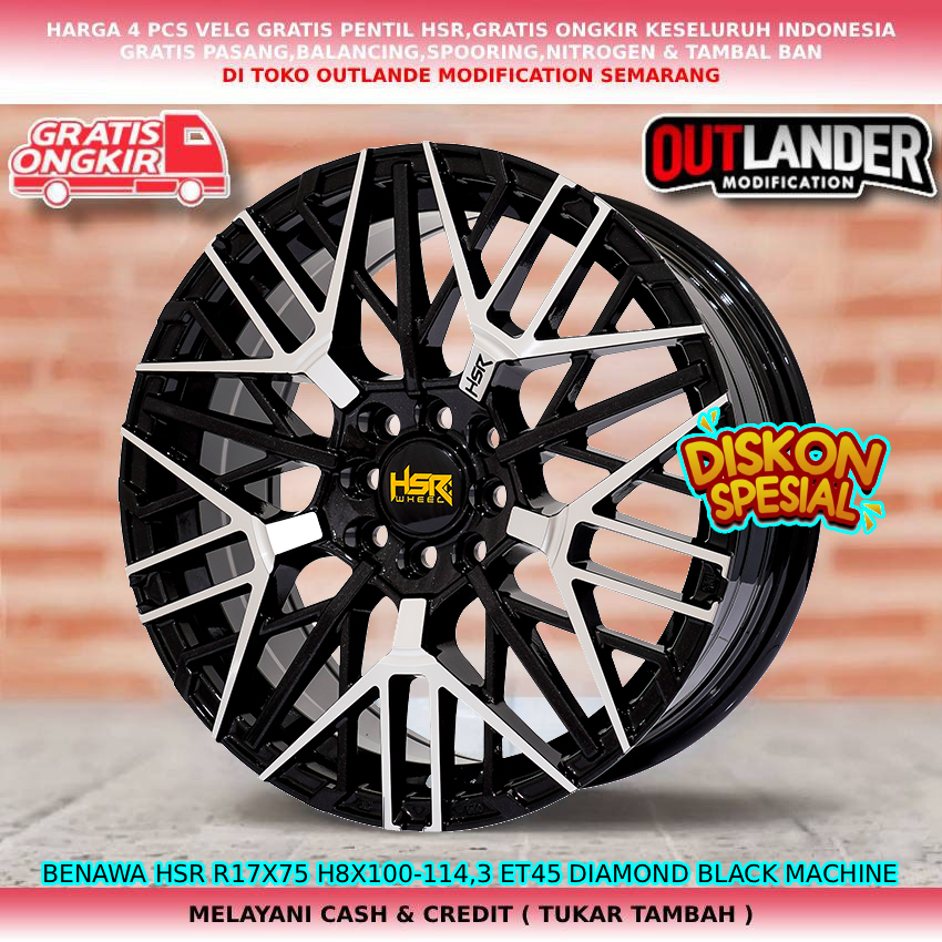 Velg ring17 velg mobil Swift| Baleno| Ayla| Sigra| Sirion| Yaris| Agya| dll velg hsr benawa R17