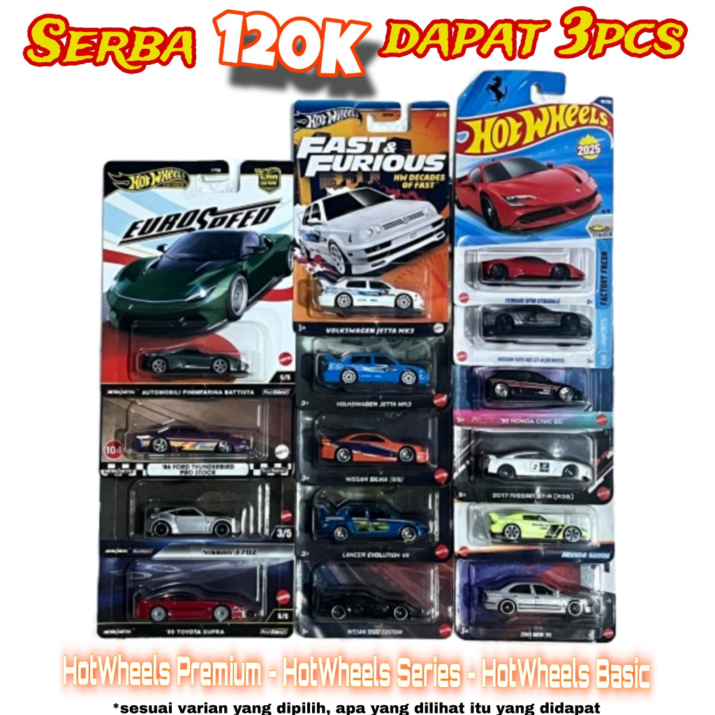 HotWheels Paketan Fast&Furious Nissan Skyline R32 370Z Silvia S15 Monalisa GTR, Toyota Supra, Honda 