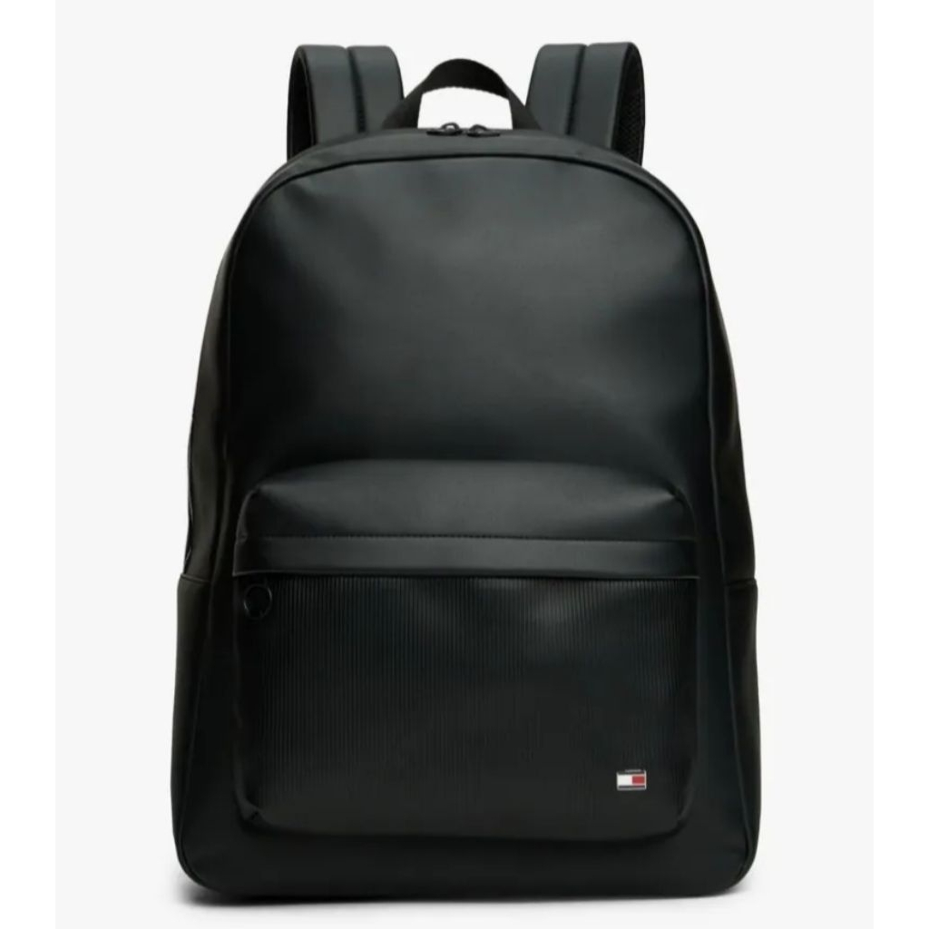 Tommy Hilfiger Flag Ribbed Pocket Dome Backpack Laptop 14 inch - Black