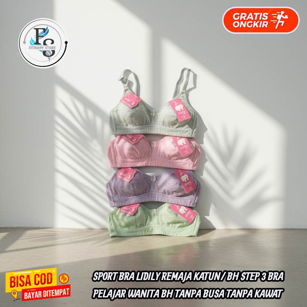 SPORT BRA LIDILY REMAJA KATUN/ BH STEP 3 BRA PELAJAR WANITA BH TANPA BUSA TANPA KAWAT