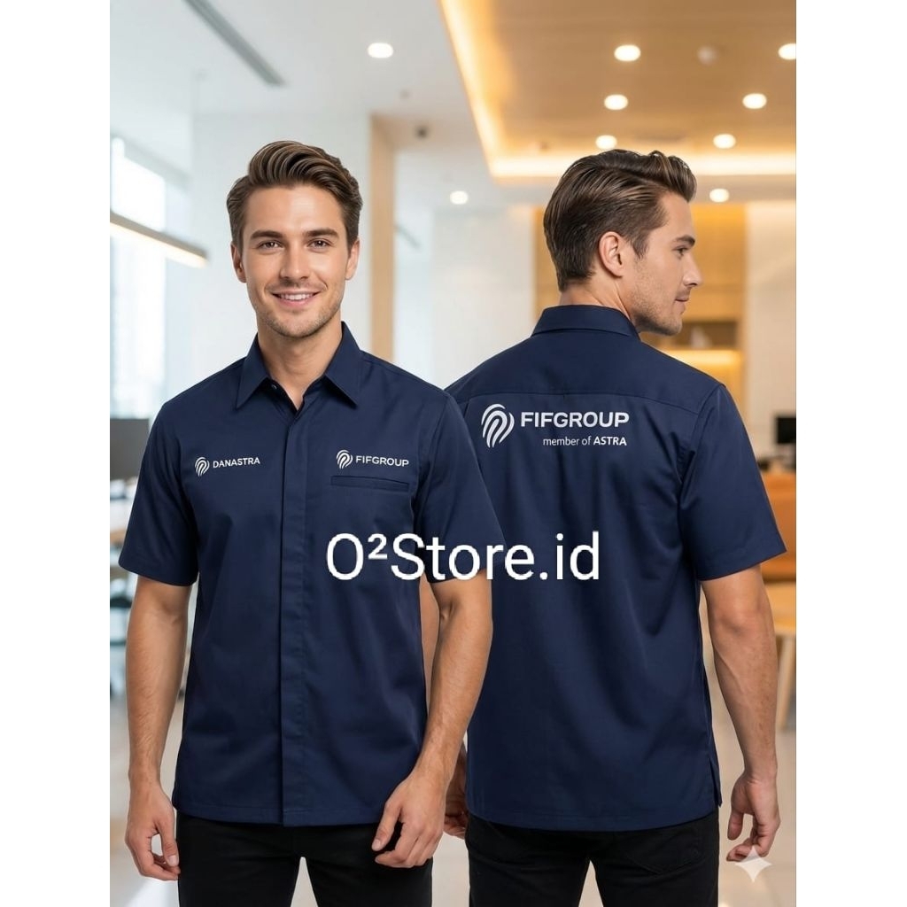 kemeja fif finance baju pdh fif group navy pendek