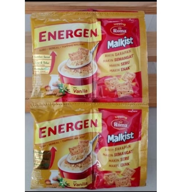 TERMURAH NEW ENERGEN Rasa Vanilla topping Roma Malkist