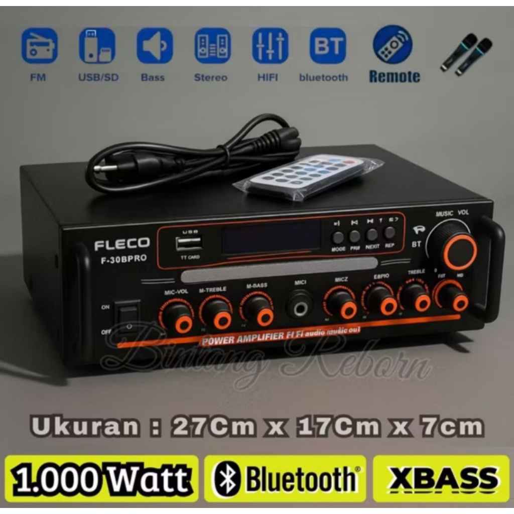 GARANSI HARGA TERBAIK POWER AMPLIFIER BLUETOOTH MIXER 1000 WATT FLECO F-398 PRO