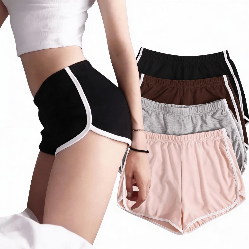 MURAH.. Celana Pendek Muniko Wanita ISI 4 PCS/Celana Hotpants Santai Polos/Celana Olahraga Pendek