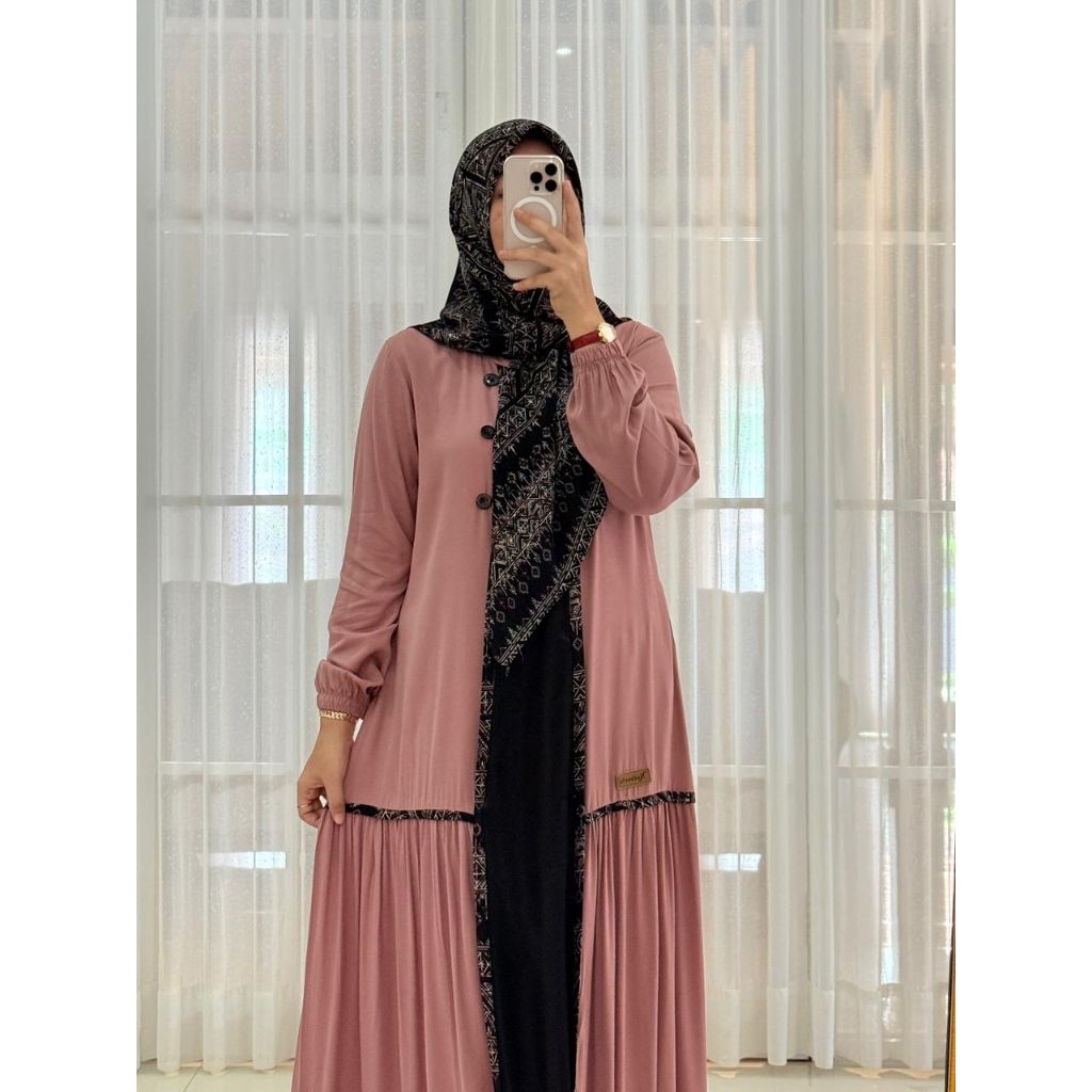 NADHEEFA STORE GAMIS TWILL SET HIJAB PINK SALEM