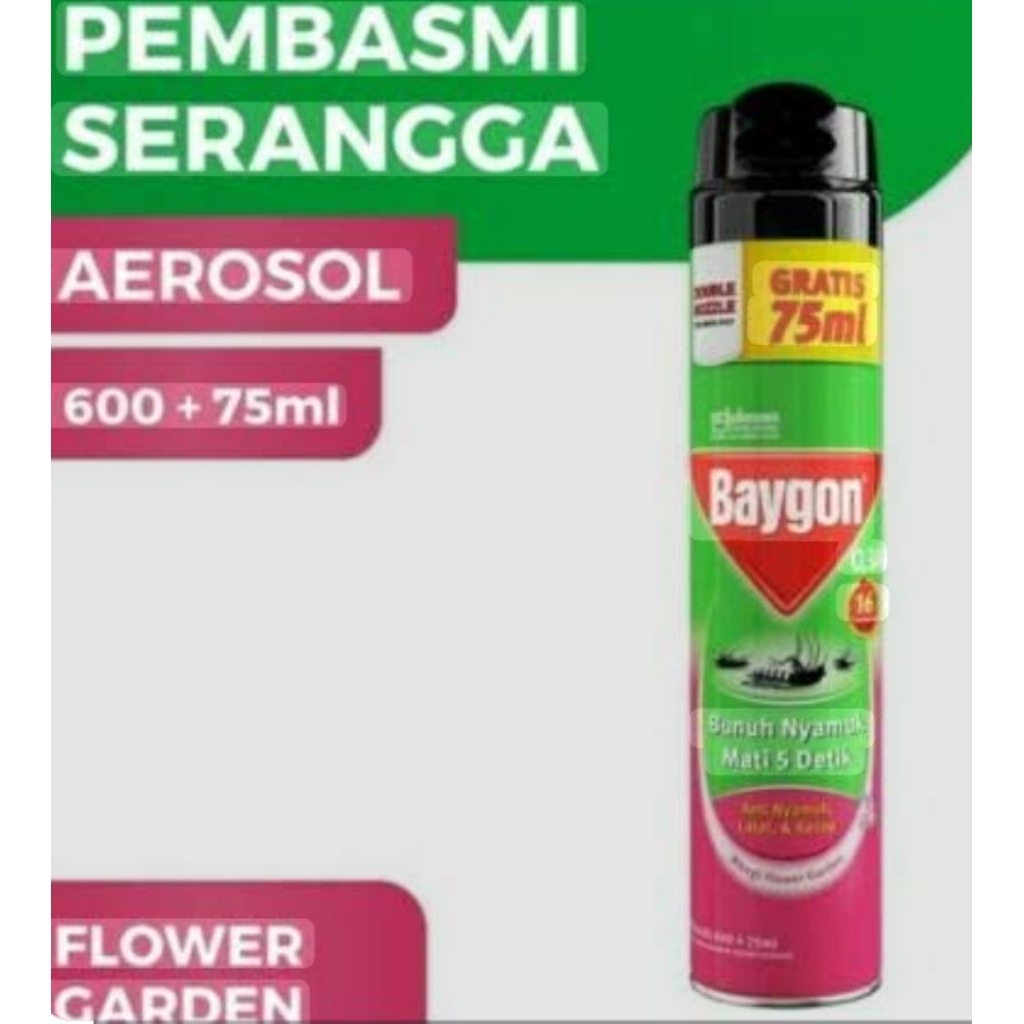 Baygon Spray isi 600 ml + 75 ml, Beli 2 lebih Murah