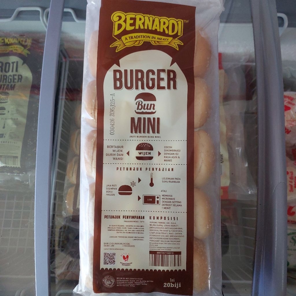 Bernardi Burger Bun Mini Sesame (Roti Burger Mini dengan Wijen) isi 20pcs