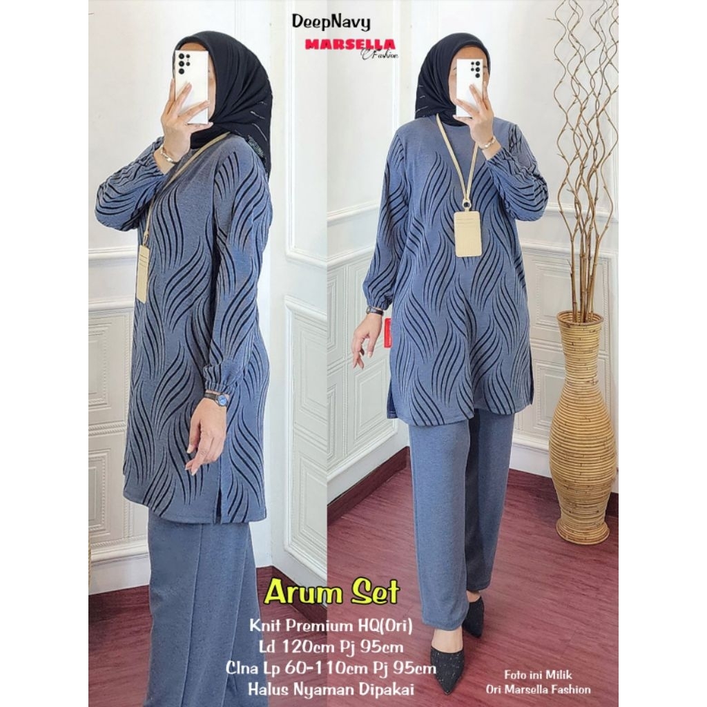 arum one set tunik by marsela setelan jumbo ld 120 ld 130 baju setelan wanita kekinian long tunik im