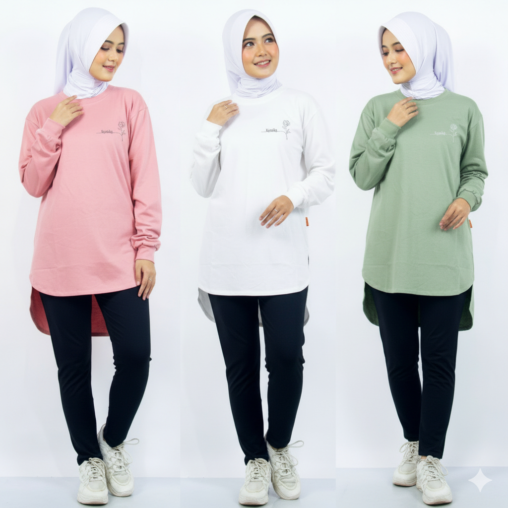 KAWIKA | Tunik Kaos Oversize Bahan Cotton Combed 20s