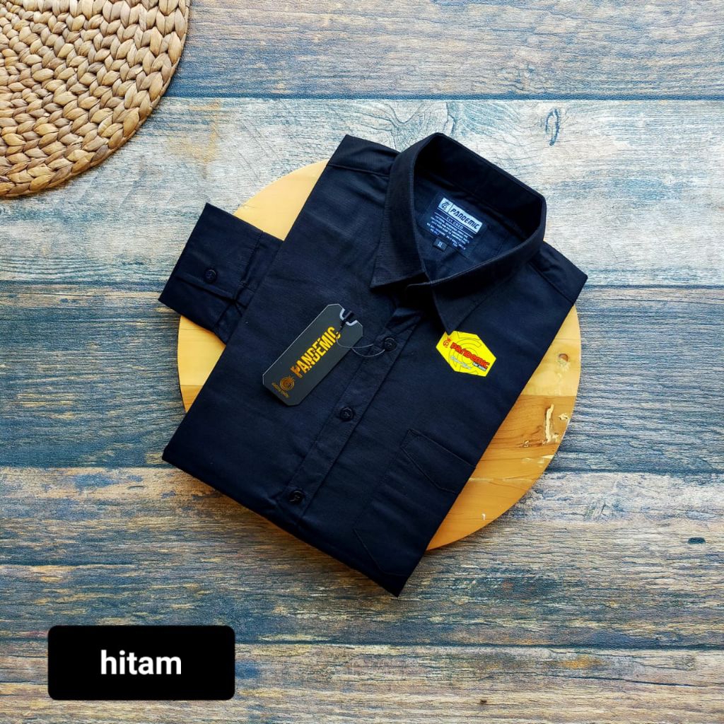 kemeja premium cigaret pandemic lengan panjang kemeja premium cigaret hitam lengan panjang