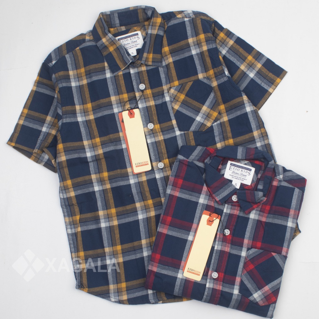 1-18 TAHUN EZIO KIDS KEMEJA ANAK LAKI LAKI LENGAN PENDEK KOTAK PREMIUM ORI KEMEJA ANAK TANGGUNG