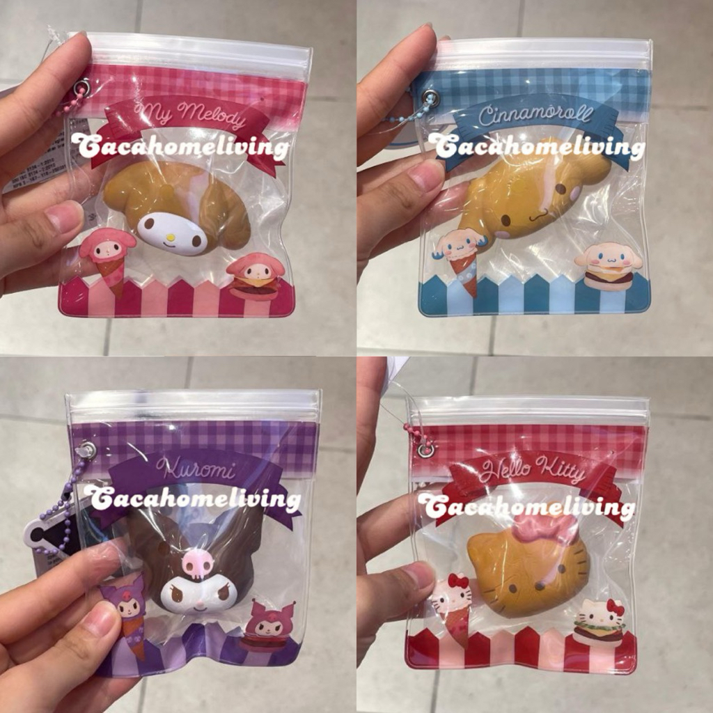 Miniso x Sanrio - Stress Relief Sticky Toys / Squishy Food Pendant / Gantungan Kunci Squishy Sanrio 